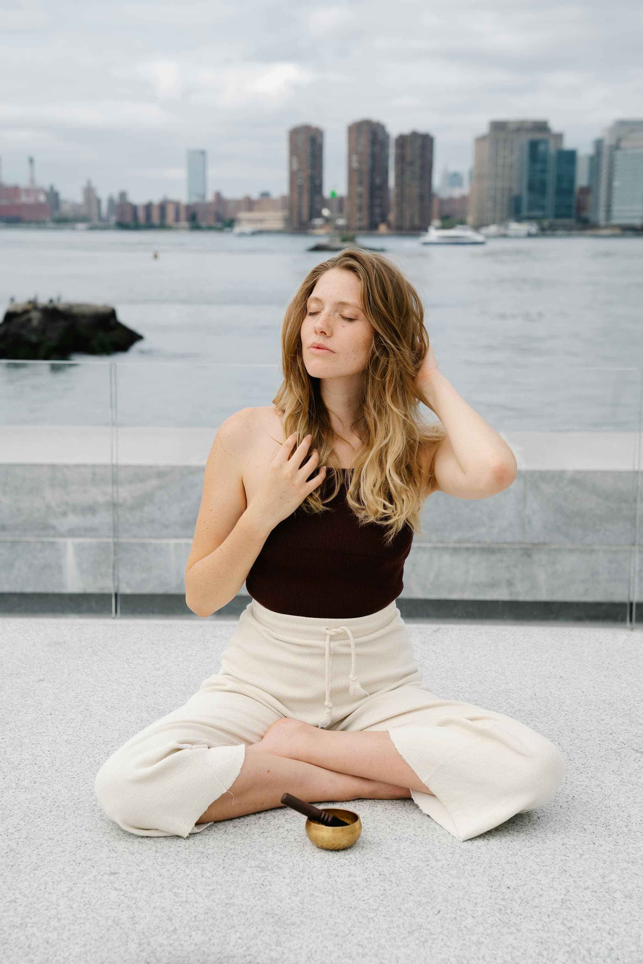 A person meditating peacefully